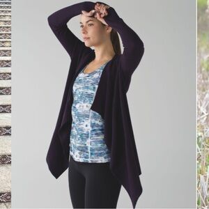 Lululemon Resolution Wrap Heathered Deep Zinfandel Open Front Purple Cardigan